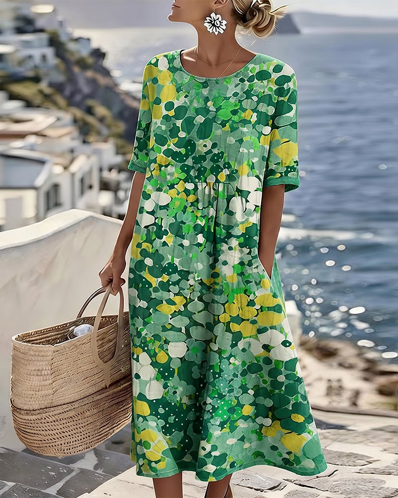 Adria - Robe midi trapèze en tissu doux