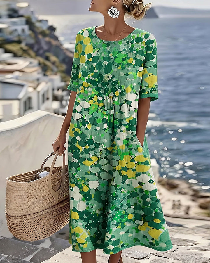 Adria - Robe midi trapèze en tissu doux