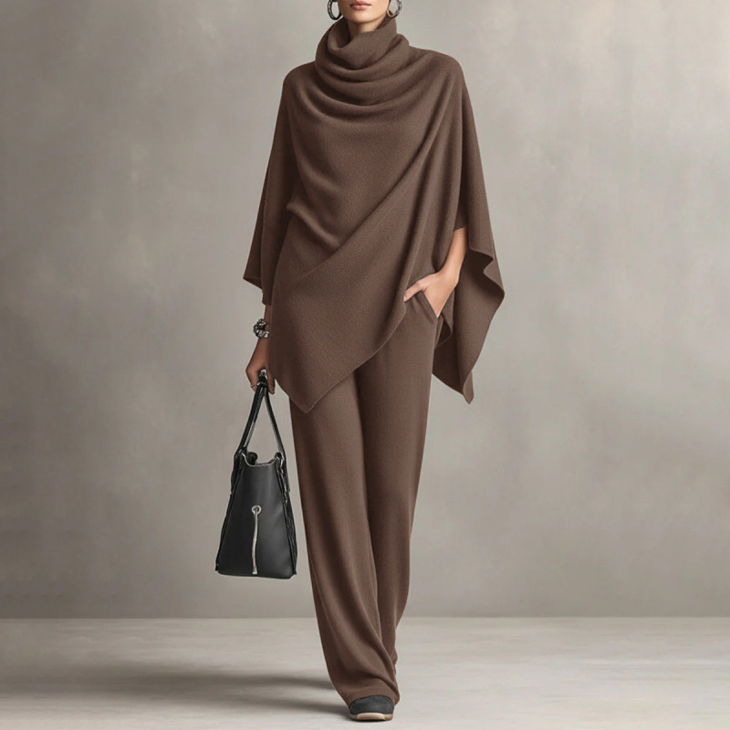 Kaelis - Ensemble pantalon deux pièces à col roulé drapé