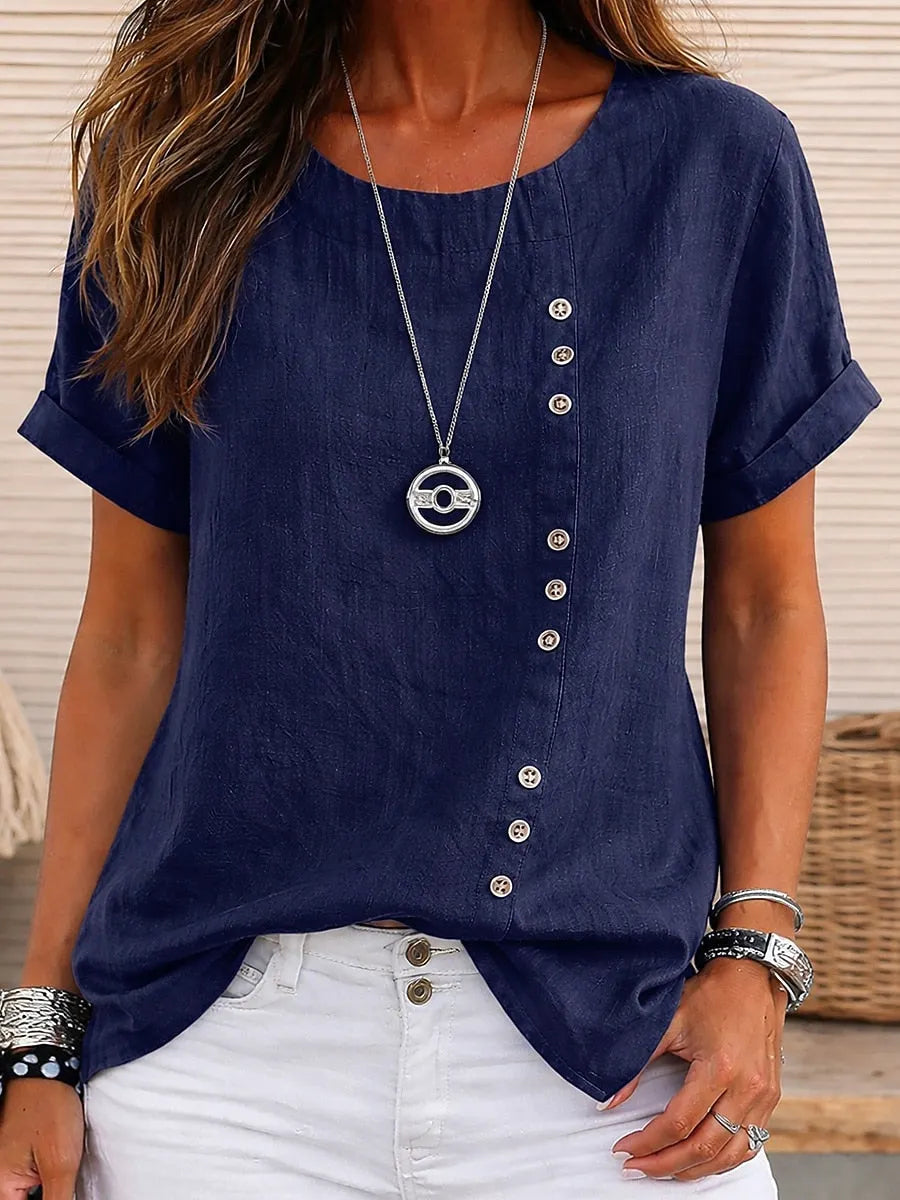 Sidonie - Blouse manches courtes à détails de boutons
