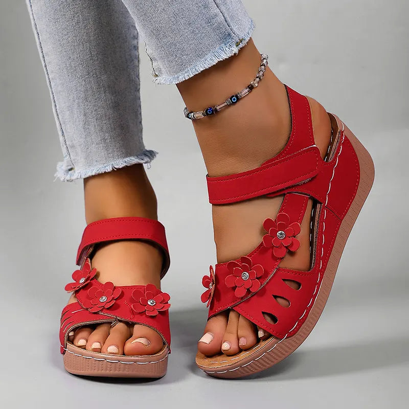 Fiorelia - Sandales compensées à motif floral confortables