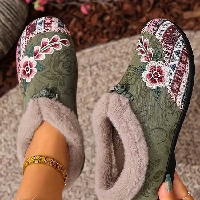 Isola - Chaussures à enfiler en velours à motif floral