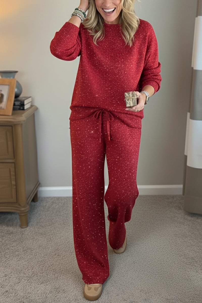 Celia - Ensemble veste-pantalon à finition brillante