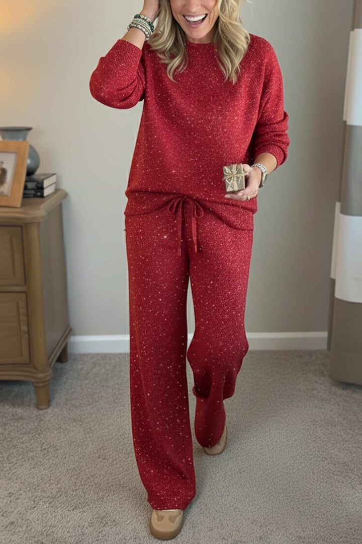 Celia - Ensemble veste-pantalon à finition brillante
