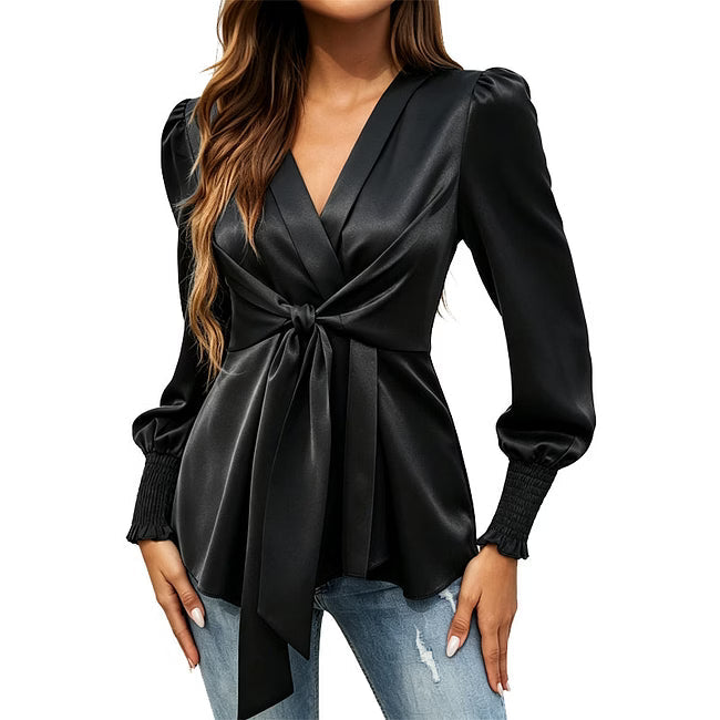 Apolline - Blouse portefeuille élégante en satin