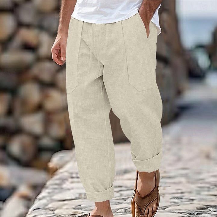 Halston - Pantalon en lin coupe décontractée
