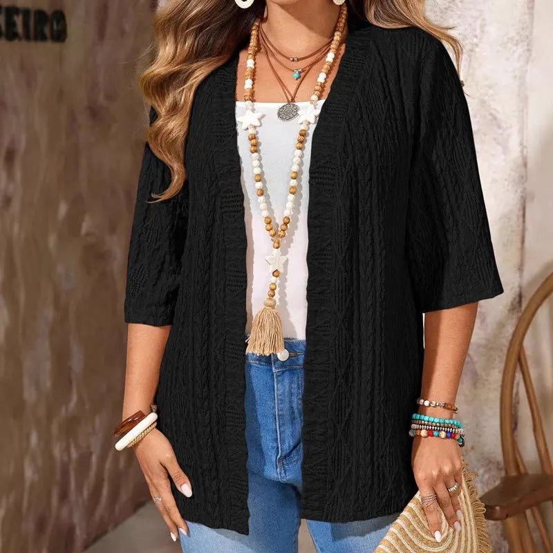 Delienne - Cardigan en maille ajourée au toucher doux