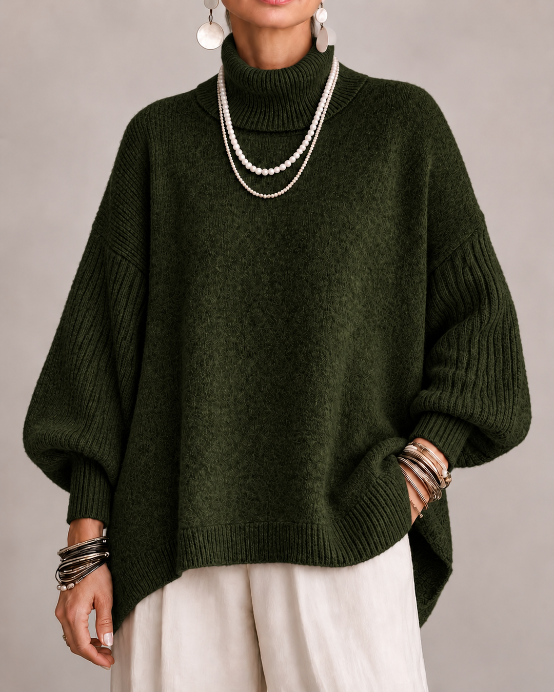 Aislin - Pull en maille oversize à col roulé
