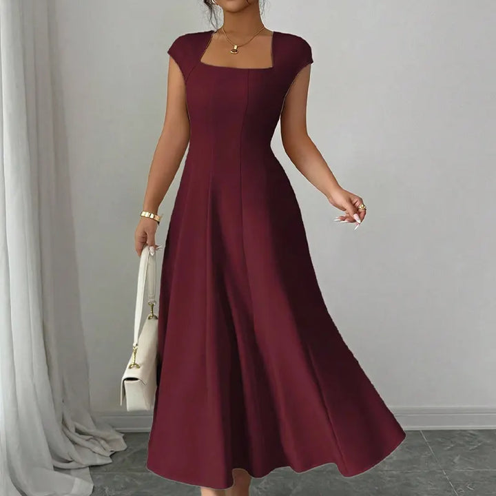 Ysolenne - Robe midi à encolure carrée, douce au toucher