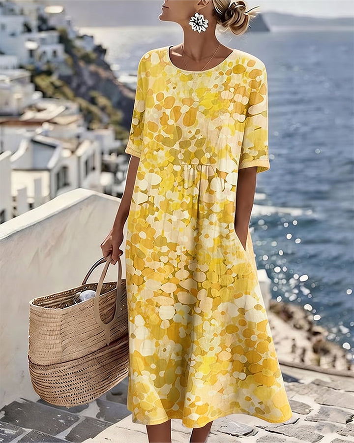 Adria - Robe midi trapèze en tissu doux