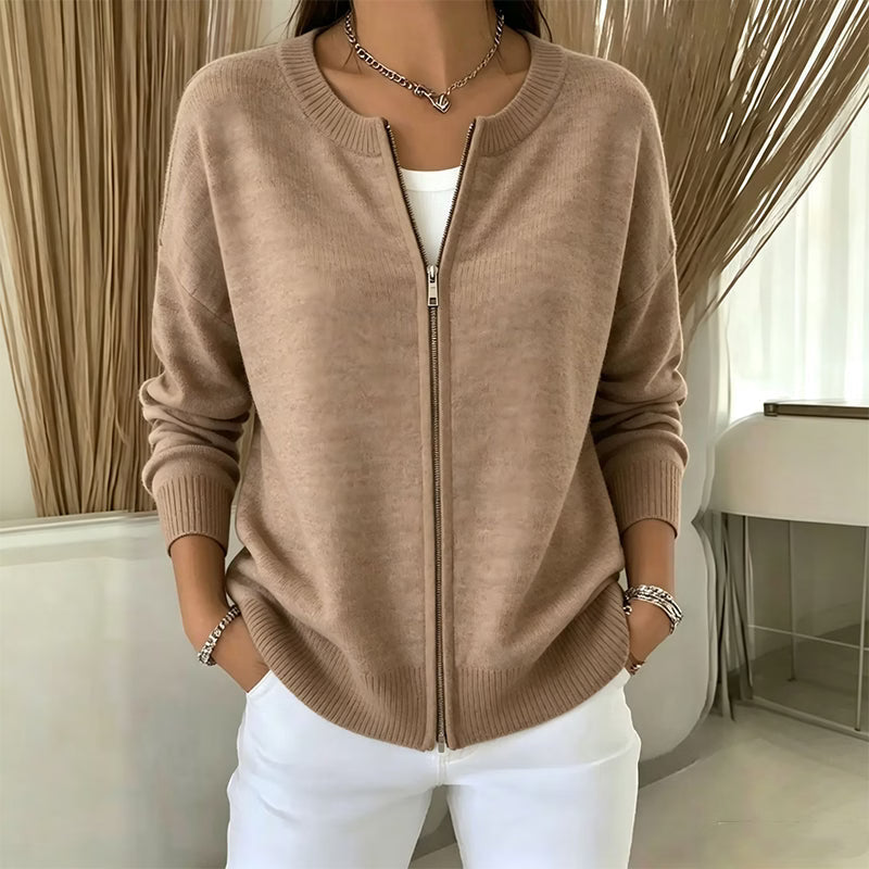 Xyla - Veste zippée en maille, coupe décontractée