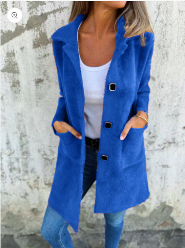 Fia - Manteau long doux à boutons