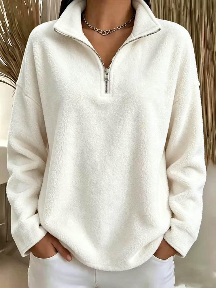 Tiana - Sweat-shirt en polaire à col montant, décontracté