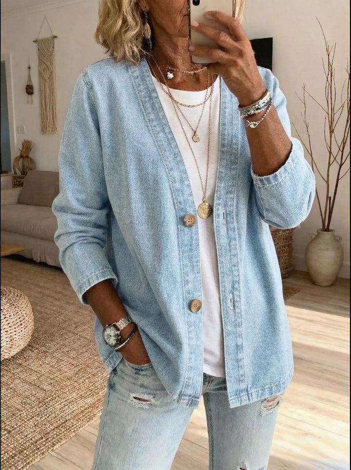 Shiloh - Cardigan boutonné en denim léger