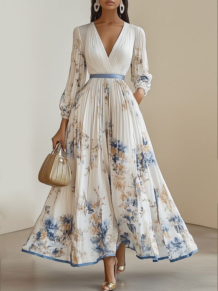 Nadia - Robe midi plissée à fleurs