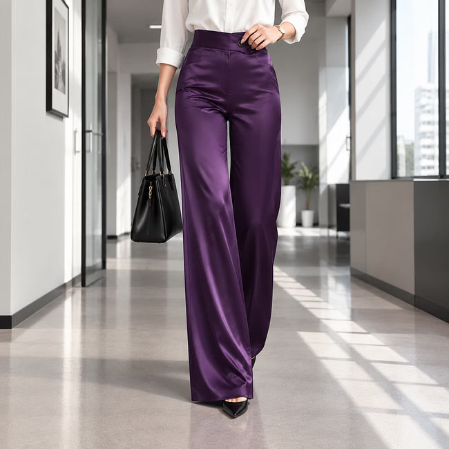 Esmae - Pantalon large satiné