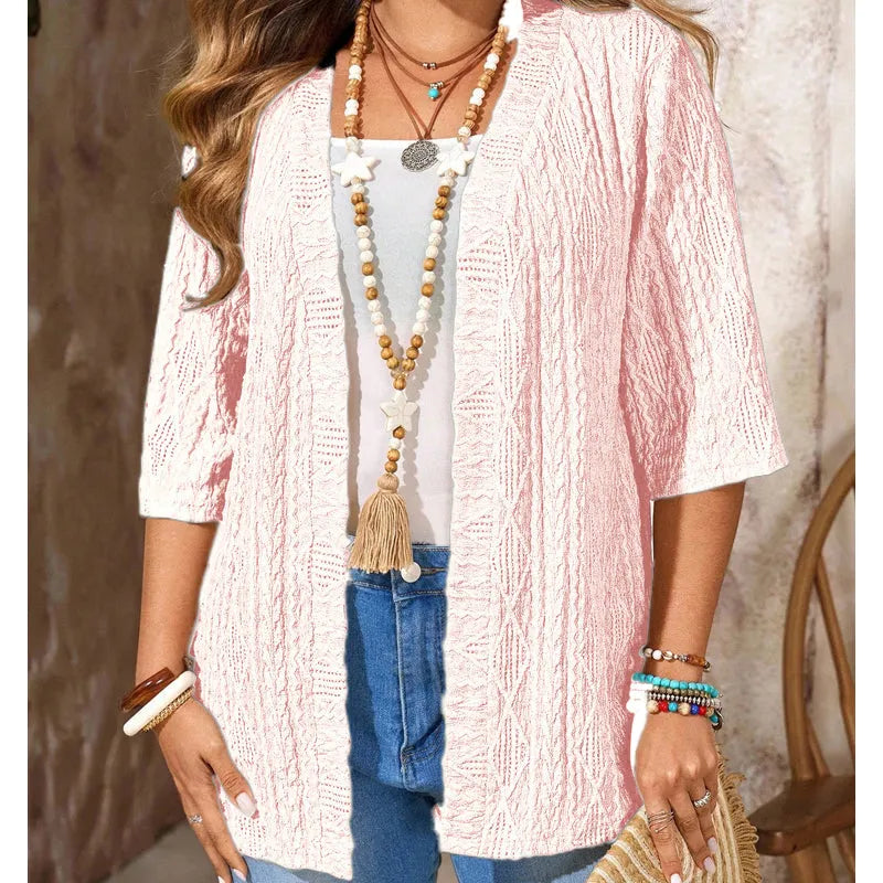 Delienne - Cardigan en maille ajourée au toucher doux