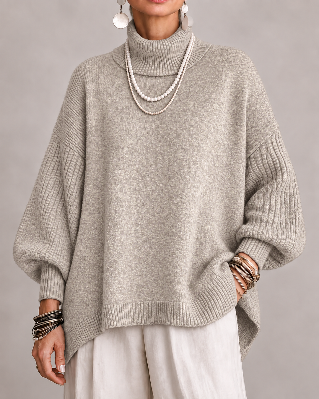 Aislin - Pull en maille oversize à col roulé