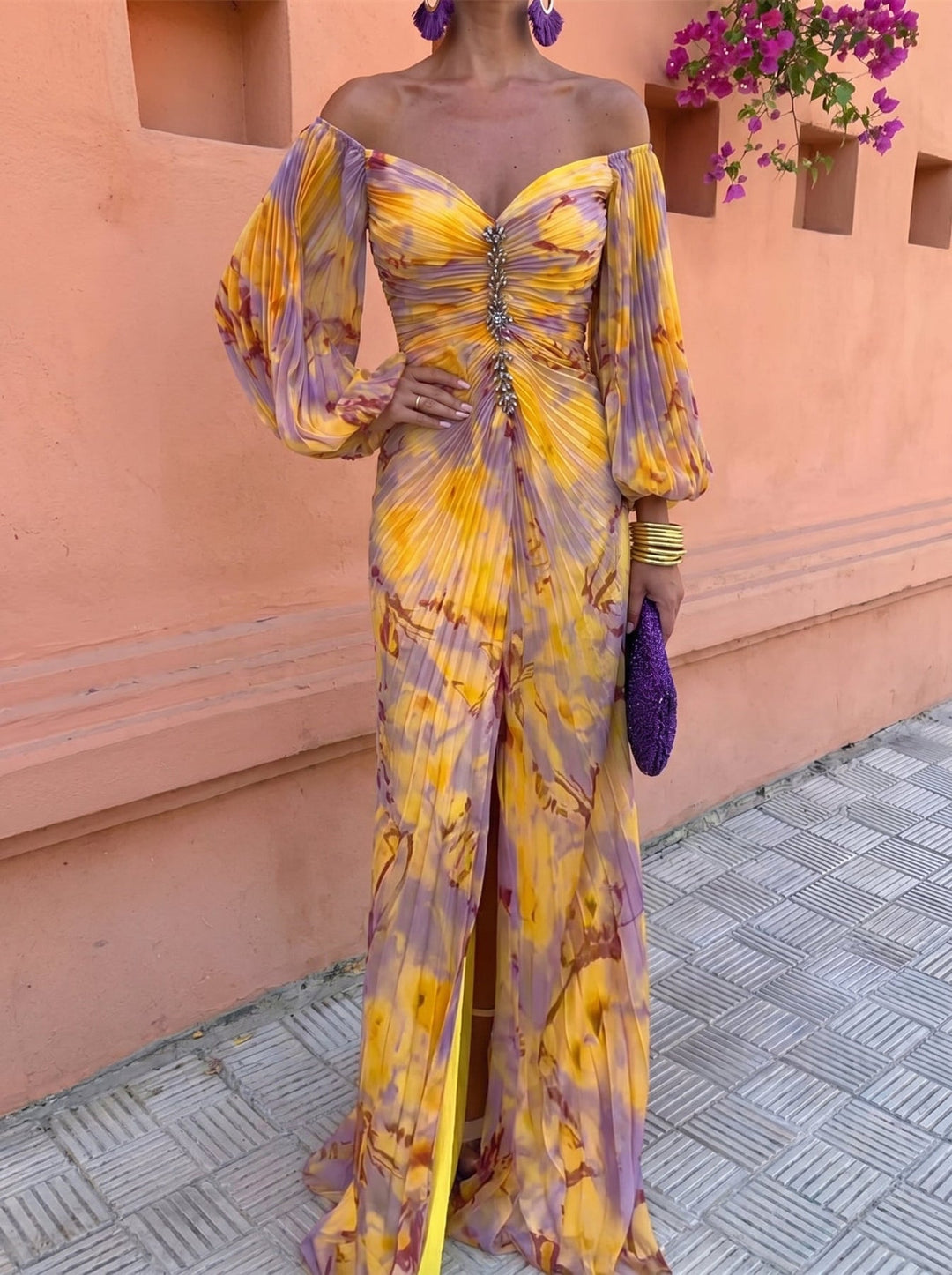Avalora - Robe longue élégante à motif floral