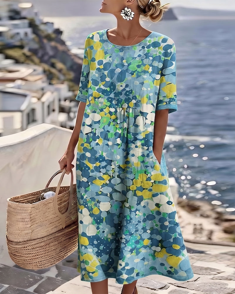 Adria - Robe midi trapèze en tissu doux