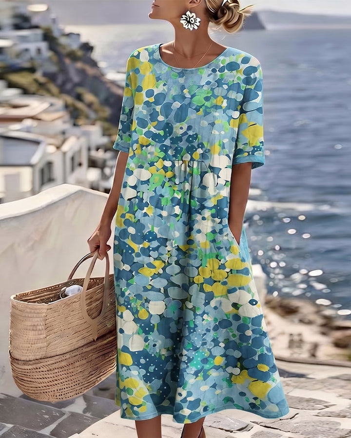 Adria - Robe midi trapèze en tissu doux