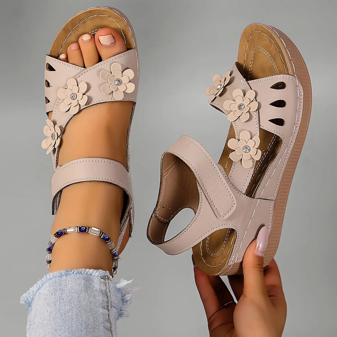 Fiorelia - Sandales compensées à motif floral confortables