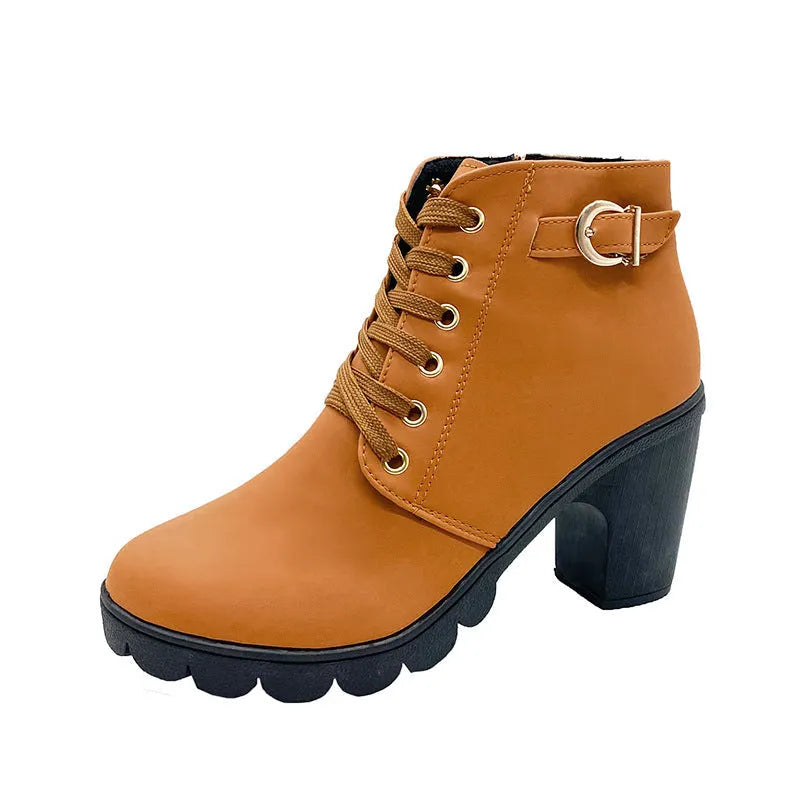Mara - Bottes à talon bloc doublées en peluche