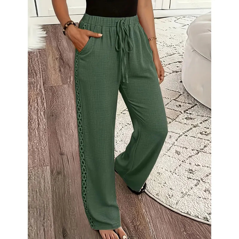 Estrelle - Pantalon de détente à cordon de serrage, détails en dentelle