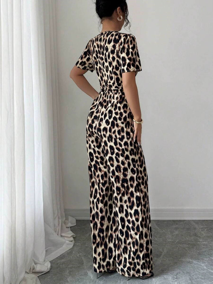 Eveliora - Combinaison chic à imprimé animalier