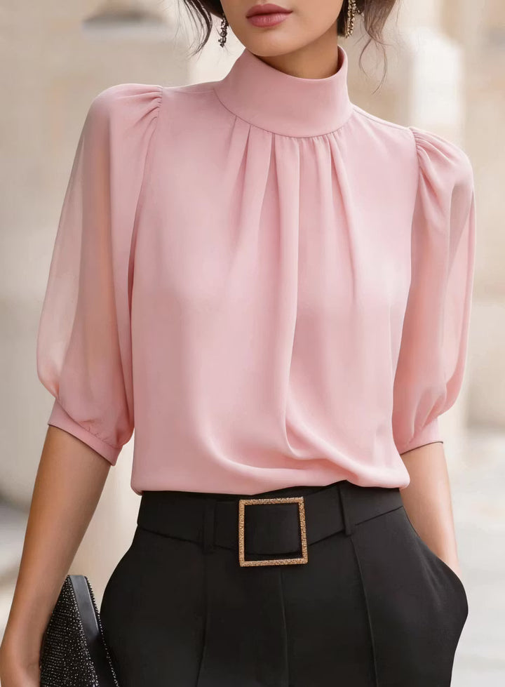 Valessique - Blouse plissée à col montant