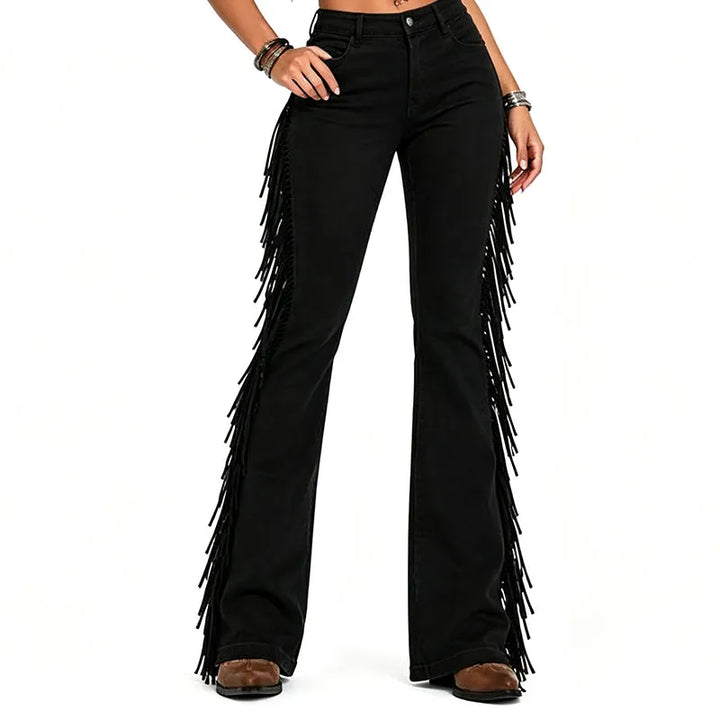 Fiorenne - Pantalon flare à franges western