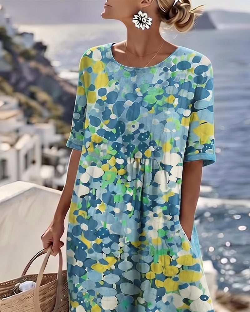 Adria - Robe midi trapèze en tissu doux