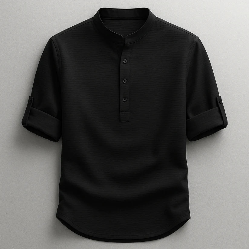 Jarvis - T-shirt Henley texturé