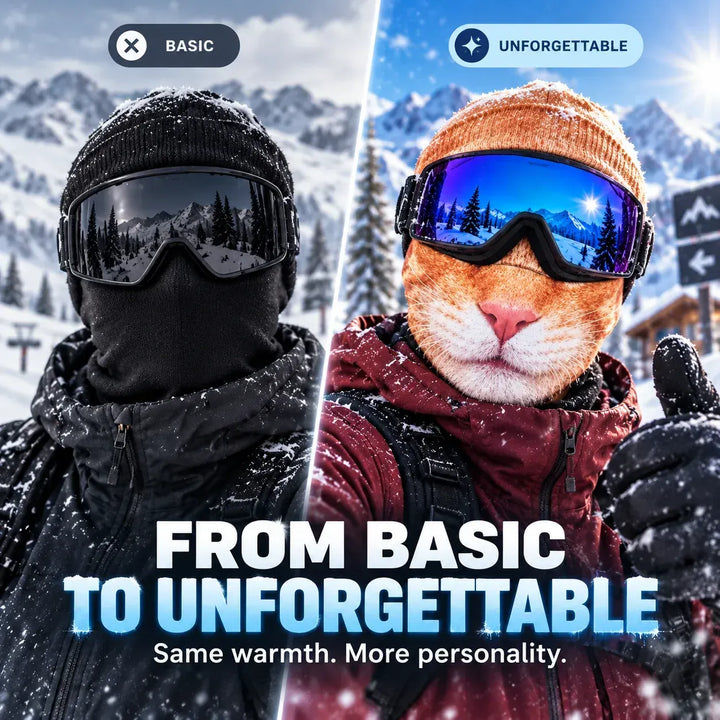 Hadren - Cagoule de ski en tissu doux avec visage d'animal