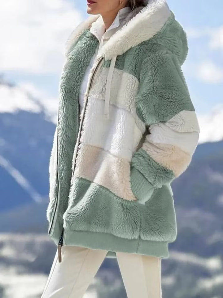 Ruelle - Manteau teddy oversize à capuche en peluche