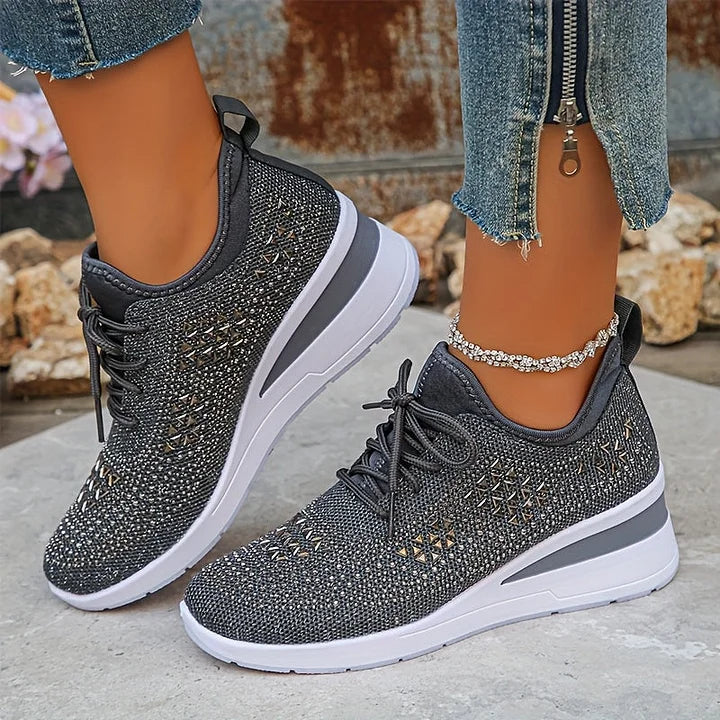 Lilia - Baskets compensées ornées de strass