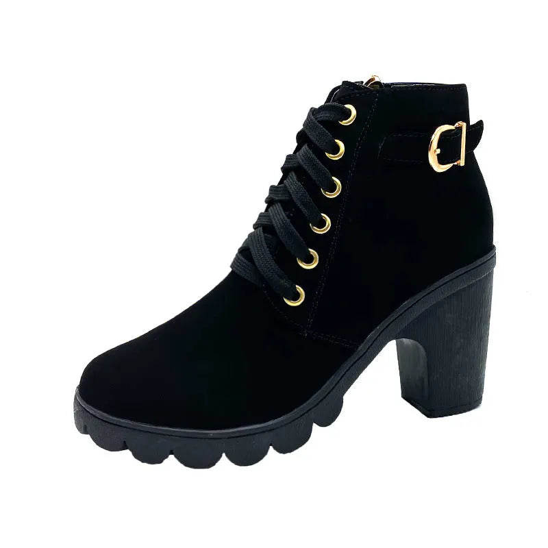 Mara - Bottes à talon bloc doublées en peluche