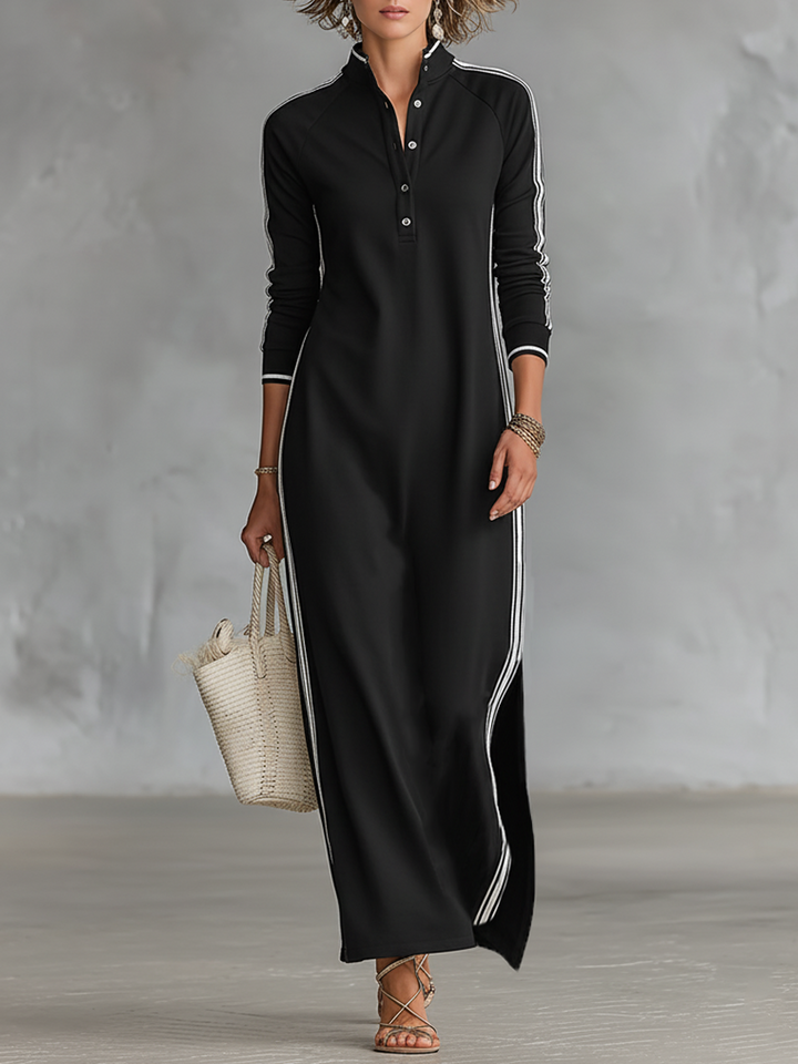 Aida - Robe longue à manches longues à rayures sportives