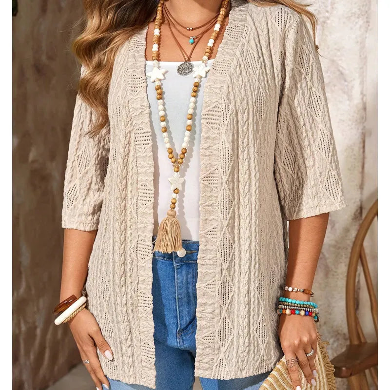 Delienne - Cardigan en maille ajourée au toucher doux