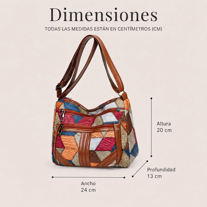 Lauranique - Sac bandoulière en patchwork, doux au toucher