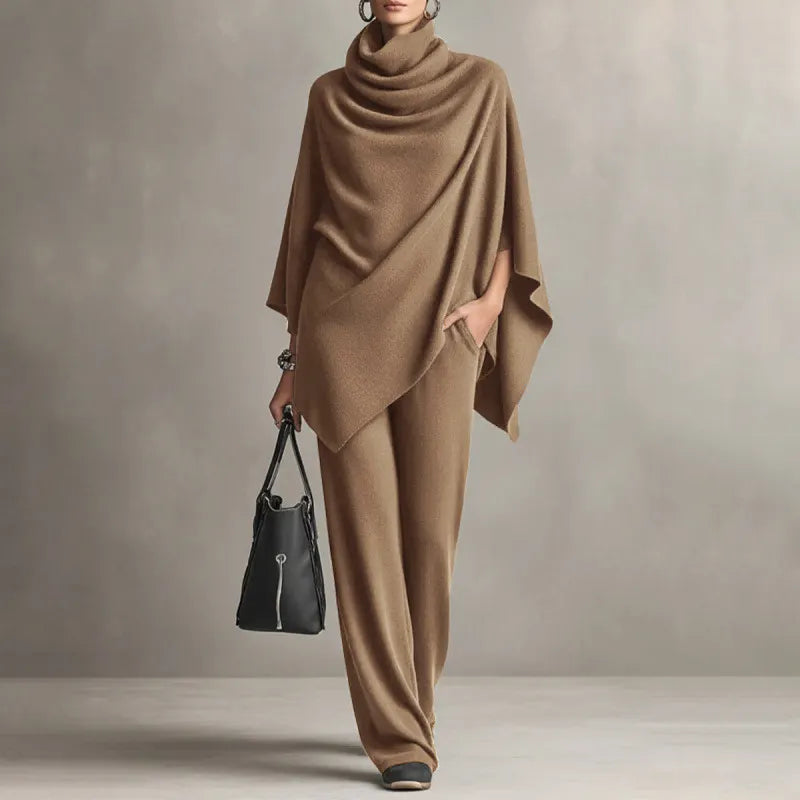 Kaelis - Ensemble pantalon deux pièces à col roulé drapé