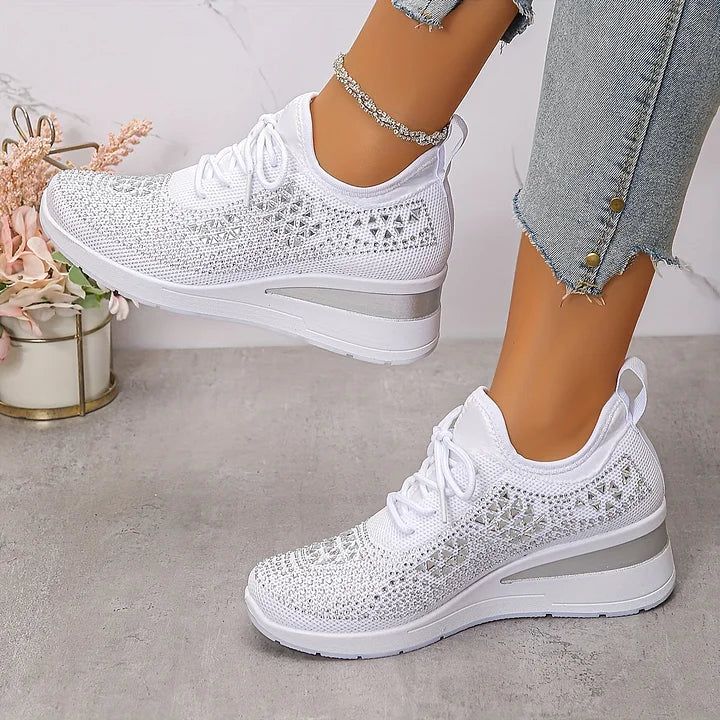 Lilia - Baskets compensées ornées de strass