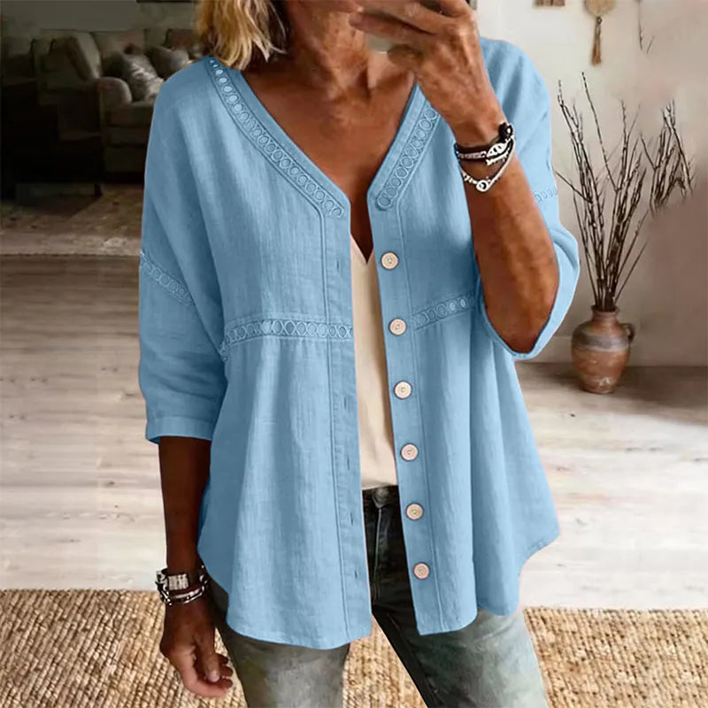 Ardena - Blouse brodée boutonnée