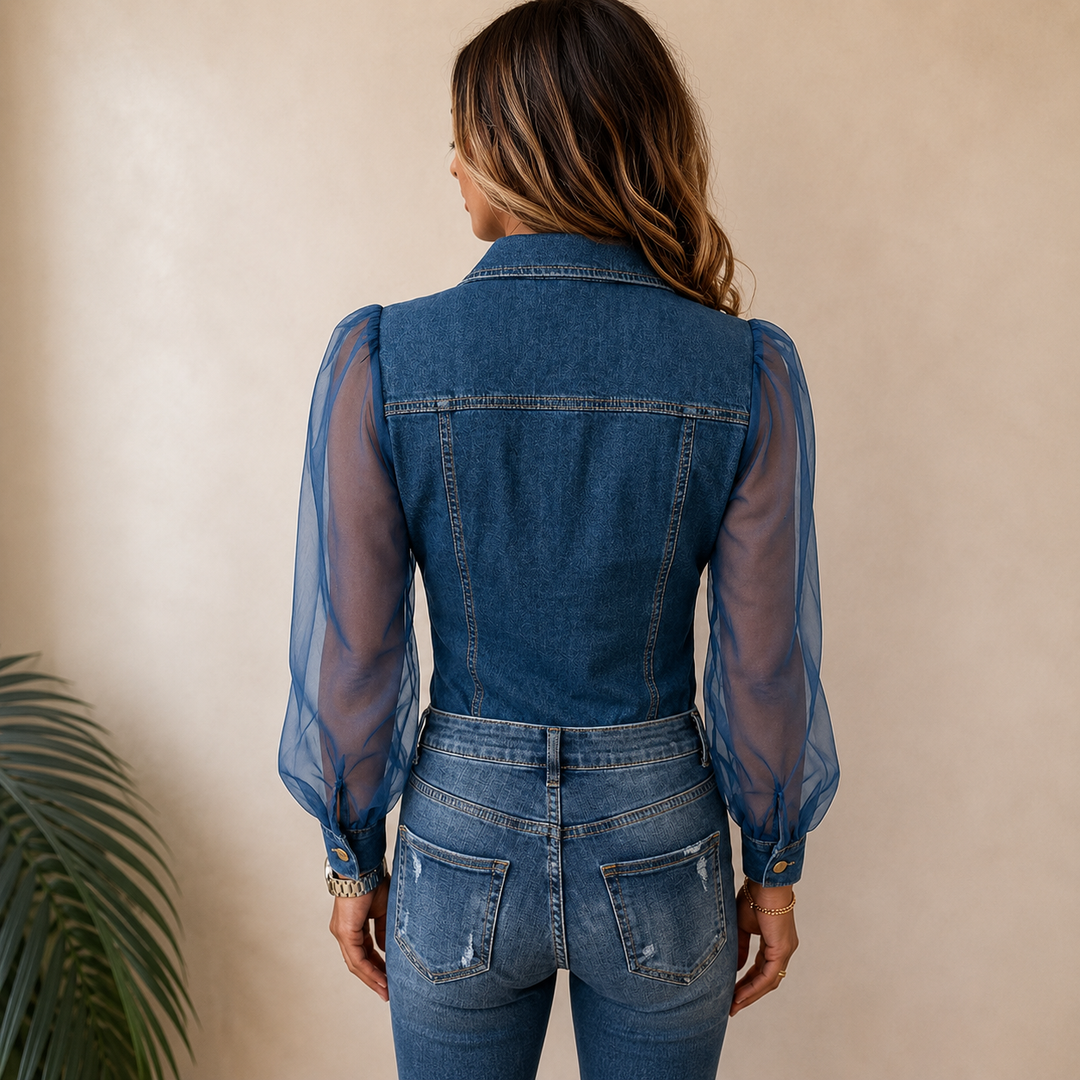 Maren - Blouse boutonnée à manches transparentes
