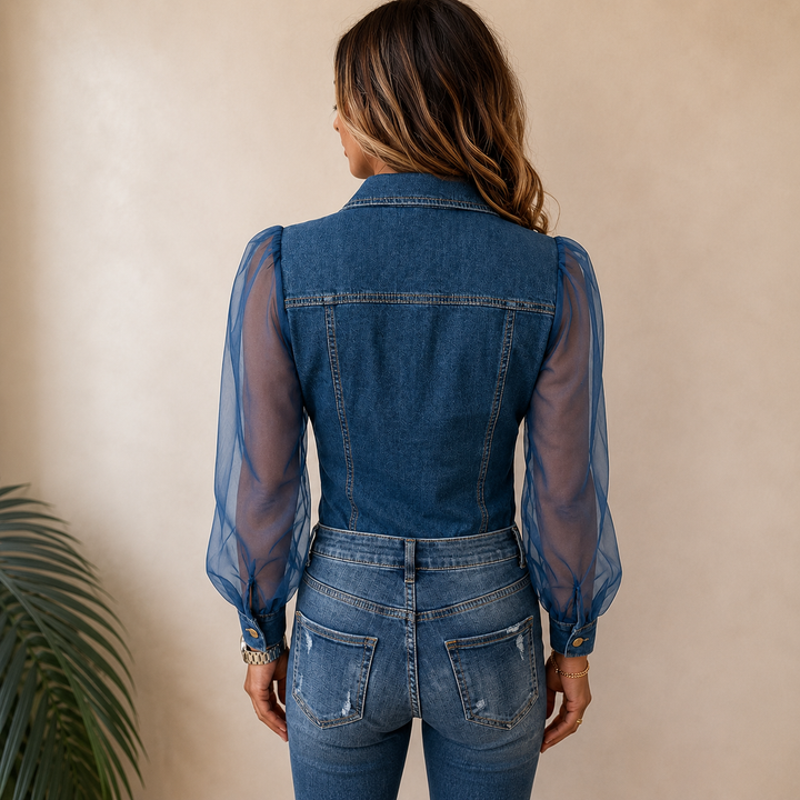 Maren - Blouse boutonnée à manches transparentes