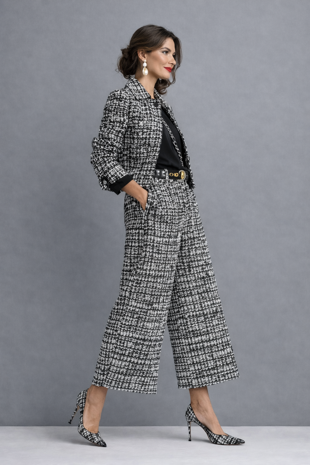 Norabel - Veste cintrée texturée & ensemble pantalon à jambes larges