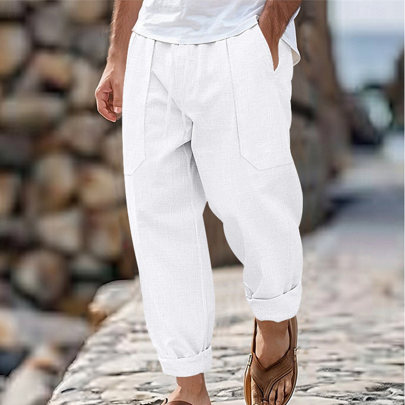 Halston - Pantalon en lin coupe décontractée