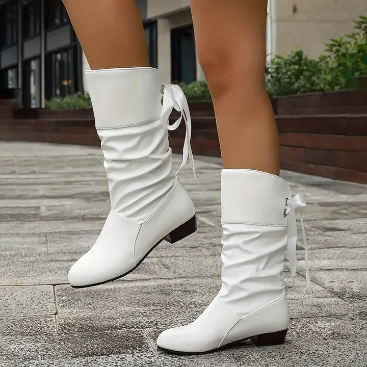 Hilda - Bottes mi-mollet à laçage froncé