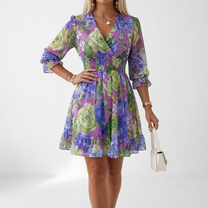Maelona - Mini-robe smockée à fleurs au toucher doux
