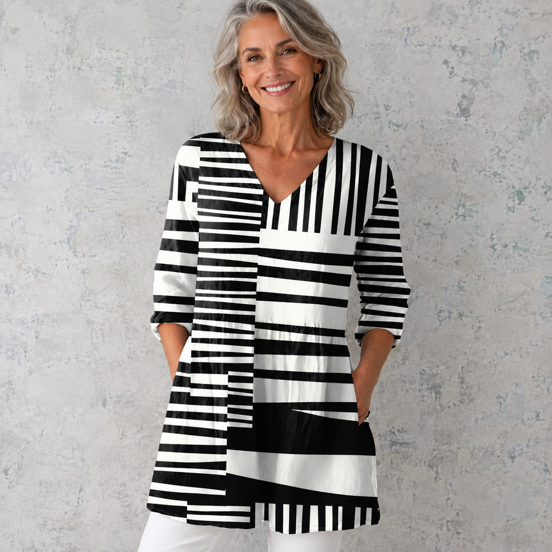 Savannah - Blouse longue à col drapé en V